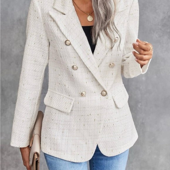 NWT SHEIN Cream Blazer Large - Picture 5 of 8